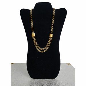 Vtg 80s Monet Gold Tone Chain Bar Necklace